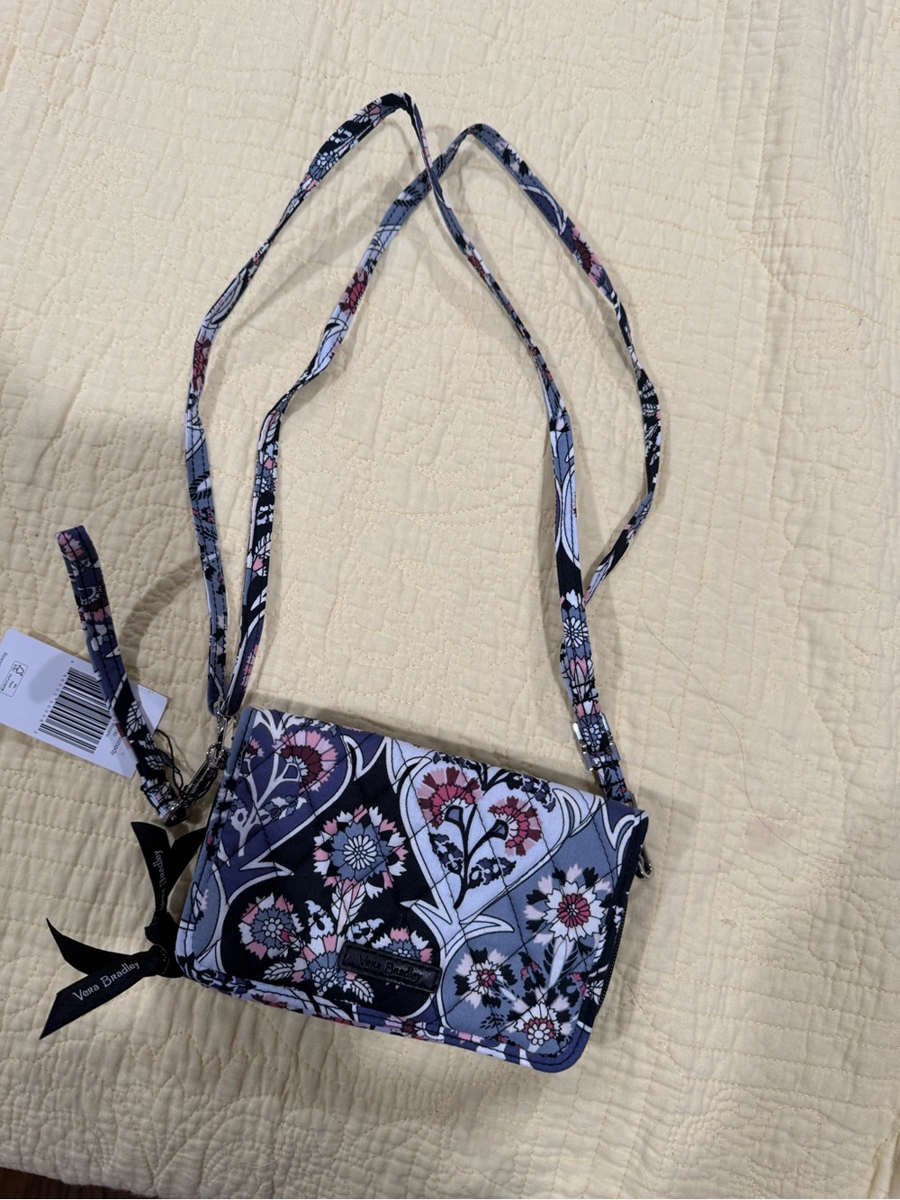 Vera Bradley Floral Crossbody Bag in Navy Pink